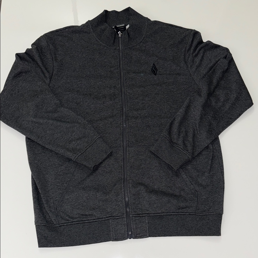 Skechers Jacket Mens XL Hoodless Hoodie Full Zip Knit Sweat Mock Neck Gray